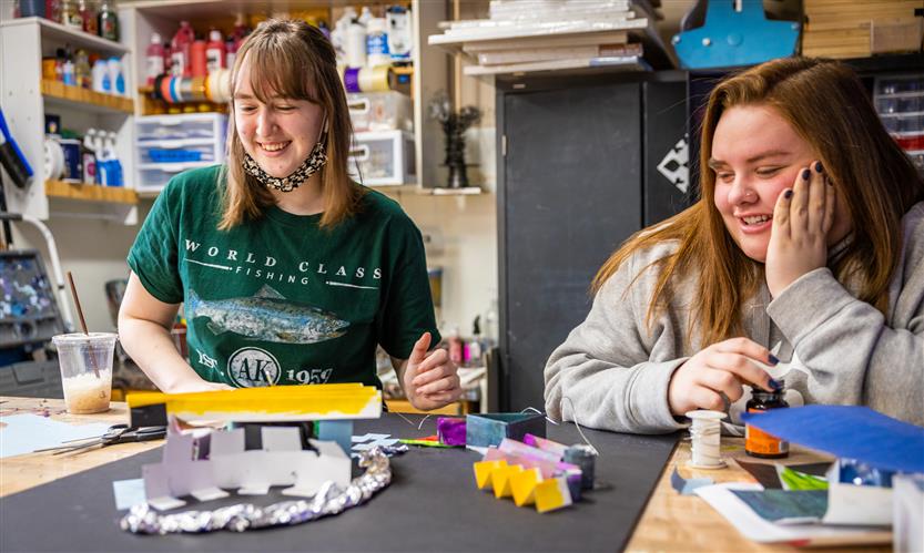 Students in an art class